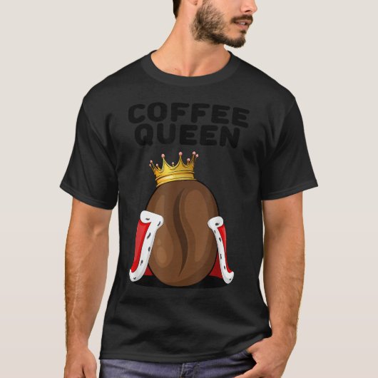 コーヒークイーンWoCoffee愛好家かわいいコーヒーを飲む Tシャツ (正面)