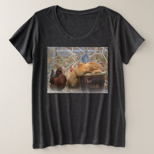 コーヒークラッチの鶏 プラスサイズTシャツ (デザイン正面)