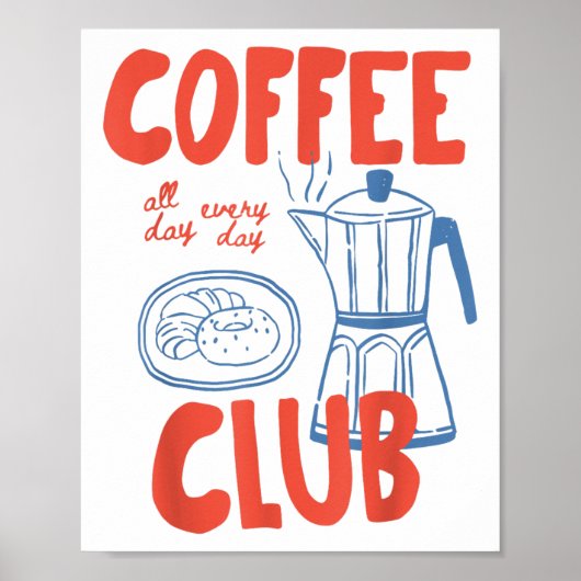 コーヒークラブレトロコーヒーグラフィック ポスター (正面)