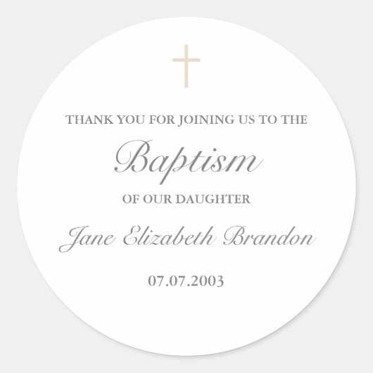 コーヒークリームのシンプルな十字のステッカー ラウンドシール (正面)