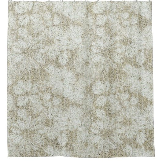 コーヒークリームの粉砕デイジーテクスチャパターン シャワーカーテン (正面)