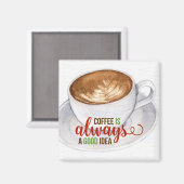 コーヒーグッドアイディアウォーター色タイポグラフィ マグネット (正面/裏面)