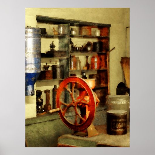 コーヒーグラインダーと砂糖 ポスター (正面)