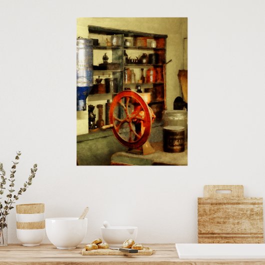 コーヒーグラインダーと砂糖 ポスター (キッチン)