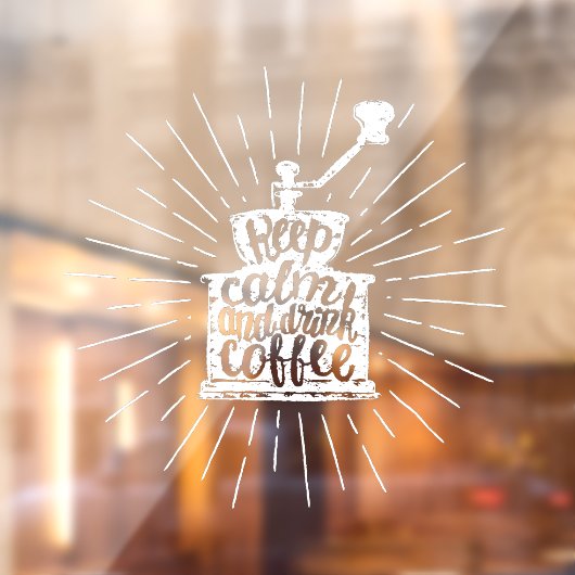コーヒーグラインダーチョーク保レタリングCalm and Drink ウィンドウサイン (シート2)