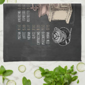 コーヒーグラインダー:チャルクボードコーヒーアート キッチンタオル (折り畳み)