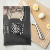 コーヒーグラインダー:チャルクボードコーヒーアート キッチンタオル (四つ折り)