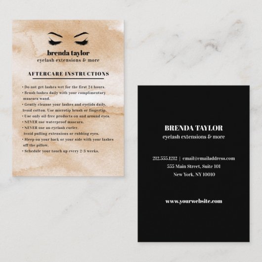 コーヒーグラスまつ毛ブラウバーアフターケアの指示 名刺 (正面/裏面)