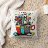 コーヒーグラフィックのカップ抽象芸術 クッション (ブランケット)