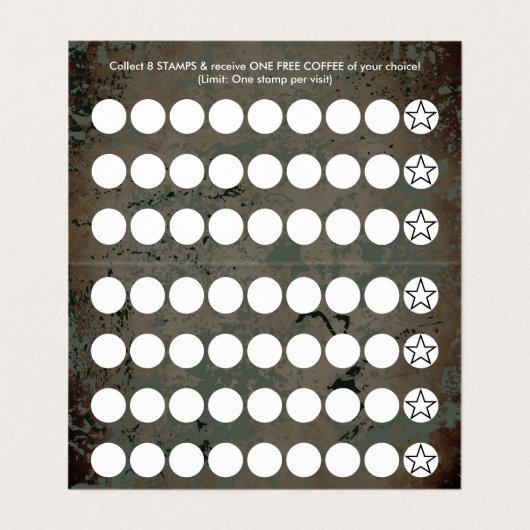 コーヒーグランジな折られたロイヤリティのスタンプカード 名刺 (内部フラット)