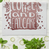 コーヒーケーキを食べ飲む キッチンタオル (折り畳み)