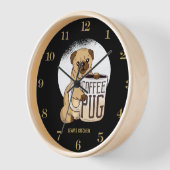 ☕ コーヒーコア 時計 コーヒーミーム バリスタ パグ 犬 (傾斜)