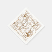 コーヒーコラージュのパターン茶色の白 スタンダードカクテルナプキン (角)