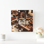 コーヒーコラージュ スクエア壁時計 (ホーム)