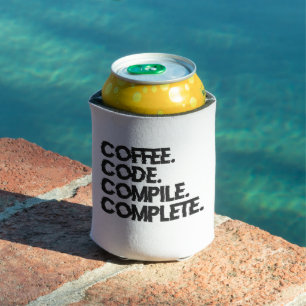 コーヒーコードのコンパイル完了プログラマーおもしろいギーク 缶クーラー