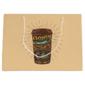 コーヒーコーヒーの引用文で全てが良くなる ラージペーパーバッグ (正面)