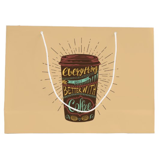 コーヒーコーヒーの引用文で全てが良くなる ラージペーパーバッグ (裏面)