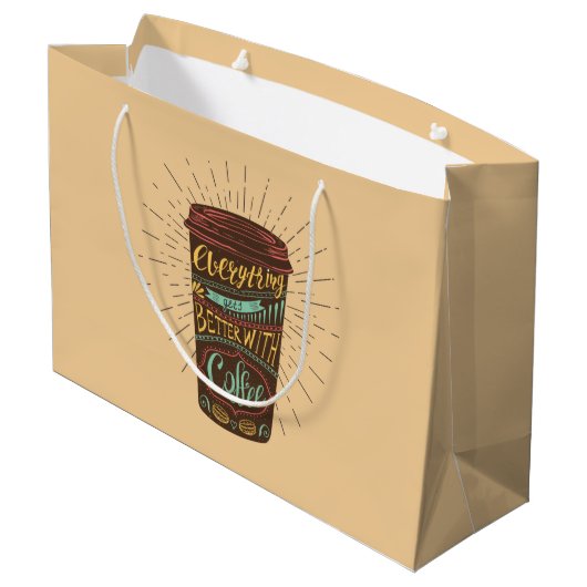 コーヒーコーヒーの引用文で全てが良くなる ラージペーパーバッグ (裏面アングル)