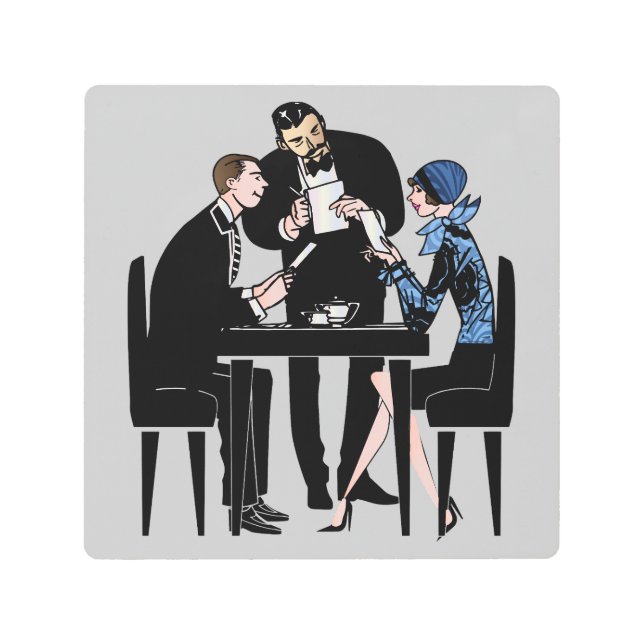 コーヒーコーヒーレトロレストランアートサイン8X8 メタルプリント (正面)