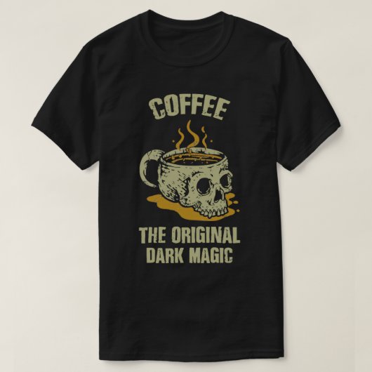 コーヒーザオリジナルダーク魔法スカル Tシャツ (デザイン正面)