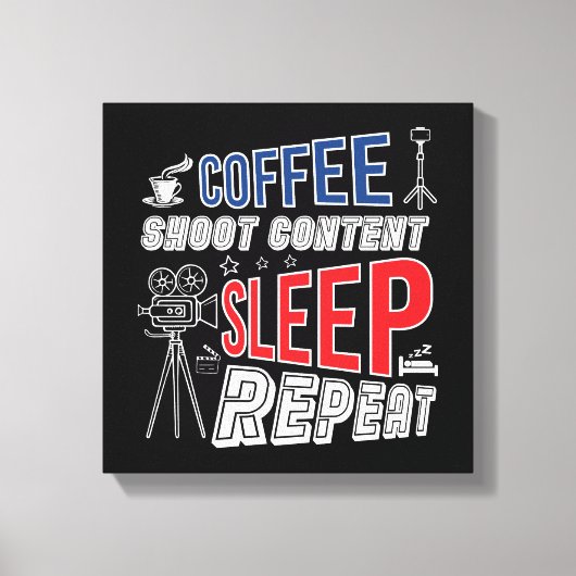 コーヒーシュート内容睡眠リピート キャンバスプリント (正面)
