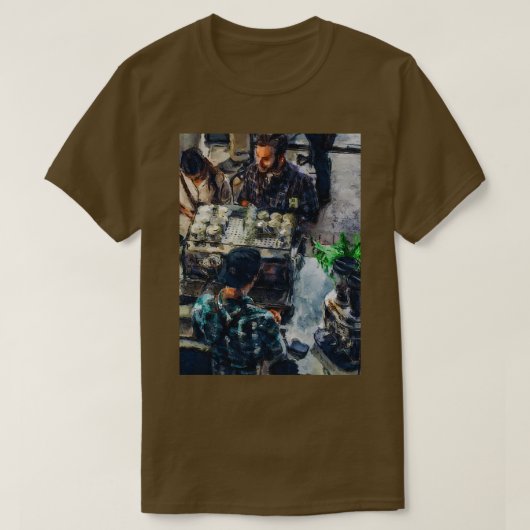 コーヒーショップのアートワーク Tシャツ (デザイン正面)