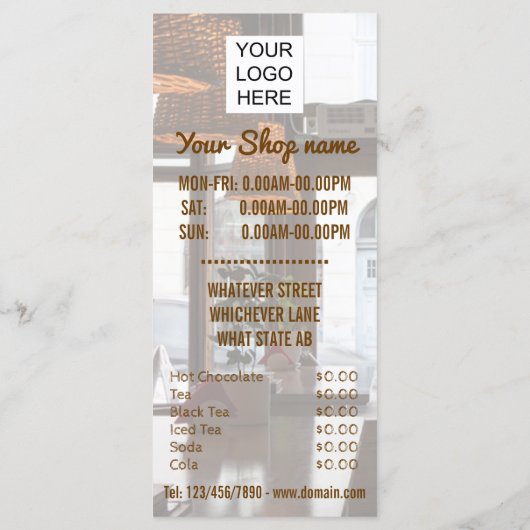 コーヒーショップのカスタマイズ可能な追加フォトメニューテンプレート メニュー (裏面)