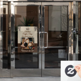 コーヒーショップのビジネスフロントドア広告をカスタマイズ ウィンドウサイン