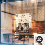 コーヒーショップのビジネスフロントミディアムをカスタマイズする ウィンドウサイン (カフェ窓)