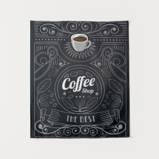 コーヒーショップのブランケット タペストリー (正面)