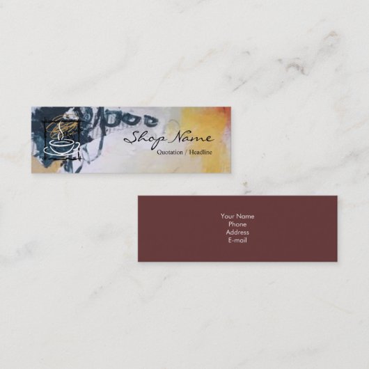 コーヒーショップの名刺 スキニー名刺 (正面/裏面)