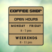 コーヒーショップの営業時間 ビジネスアワー ブラウン ウィンドウサイン (シート3)
