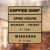 コーヒーショップの営業時間 ビジネスアワー ブラウン ウィンドウサイン (シート2)