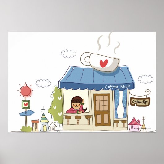 コーヒーショップの女性 ポスター (正面)