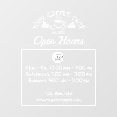 コーヒーショップの開店時間表示にロゴを付ける ウィンドウサイン (シート)