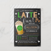 コーヒーショップをテーマにしたパーティー誕生日招待状 招待状 (正面/裏面)