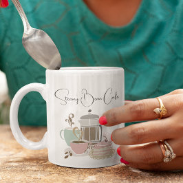 コーヒーショップカフェベーカリー予測できなレトロ水彩 ツートーンマグカップ