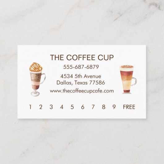 コーヒーショップカフェレストランウォーター色ロイヤリティ 名刺 (裏面)