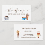 コーヒーショップカフェレストラン水彩手書き 名刺 (正面/裏面)