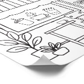 コーヒーショップカラーリングアートコーヒー愛好家アクティビティ ポスター (角)