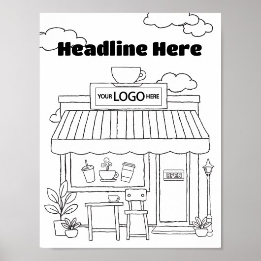 コーヒーショップカラーリングアートコーヒー愛好家アクティビティ ポスター (正面)