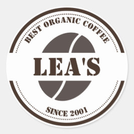 コーヒーショップコモダンーヒー豆ロゴ ラウンドシール
