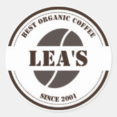 コーヒーショップコモダンーヒー豆ロゴ ラウンドシール (正面)