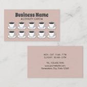 コーヒーショップコーヒーカップピンクの顧客ロイヤリティ ロイヤリティカード (正面/裏面)