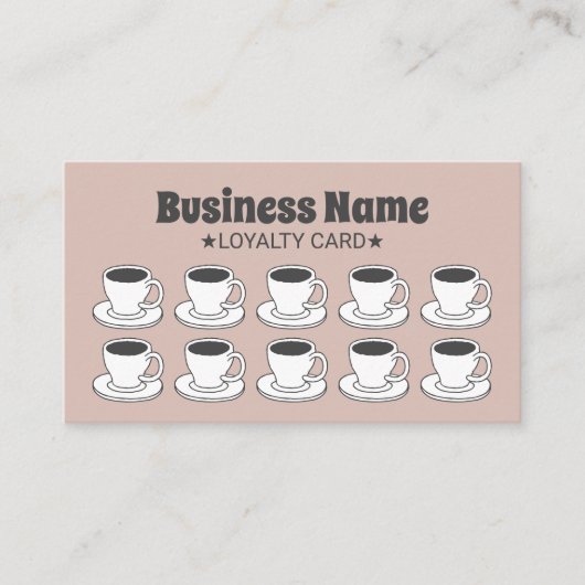コーヒーショップコーヒーカップピンクの顧客ロイヤリティ ロイヤリティカード (正面)