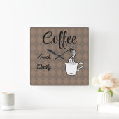 コーヒーショップサインウォールクロックキッチンギフト スクエア壁時計 (ホーム)