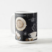 コーヒーショップシャルボードタイポグラフィカプチーノハート コーヒーマグカップ (正面左)