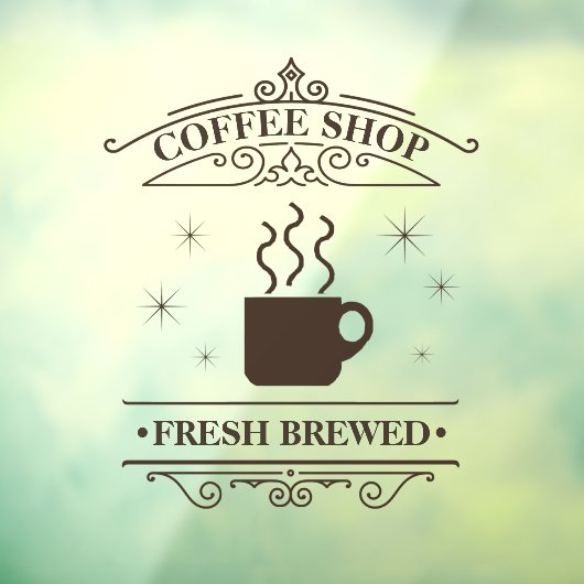 コーヒーショップスクロールワークフレームブラウンID875 ウィンドウサイン (シート3)