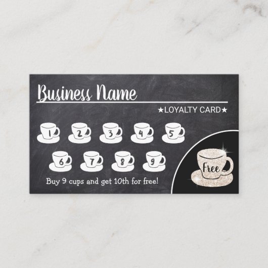 コーヒーショップチョーク素朴ボード顧客ロイヤリティ ロイヤリティカード (正面)