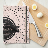 コーヒーショップパーソナライズされたのロゴのキッチンタオル キッチンタオル (四つ折り)